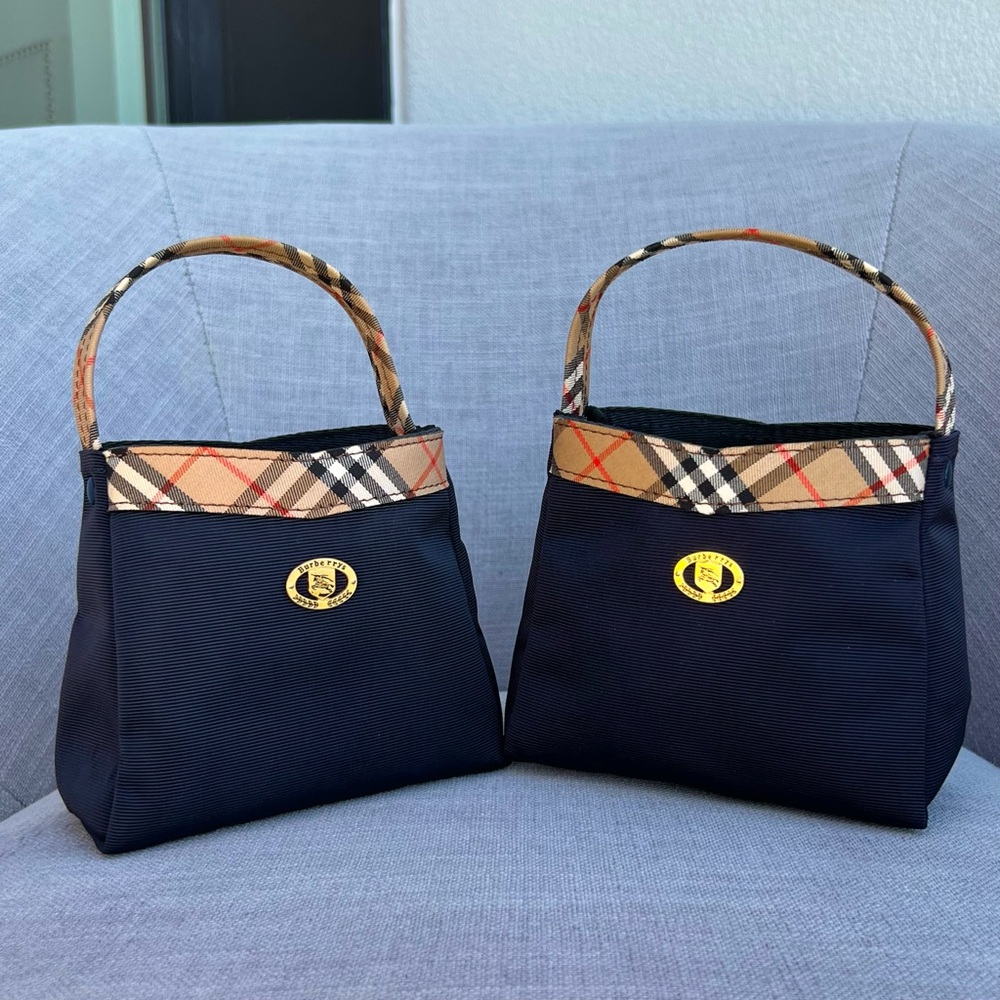 Rare Burberrys Nova Check Mini Hand Bag Navy blue - Picture 7 of 7